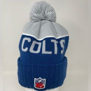 Colts Men’s Blue Grey Beanie Toque Hat Poof Pom One Size